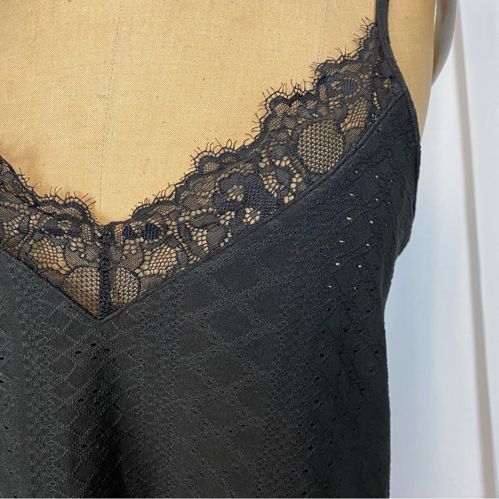 Zara Black Eyelet Textured Lace Detail Camisole Size M - Picture 4 of 11